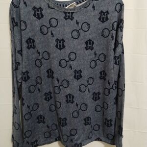 Warner Bros. Blue Pajama Top with Black Harry Potter Print